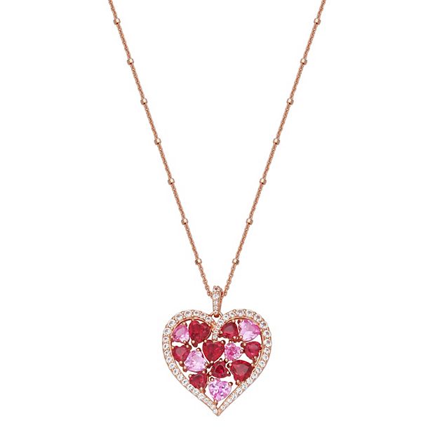 Heart Necklace Lab-Created Pink Sapphire Sterling Silver