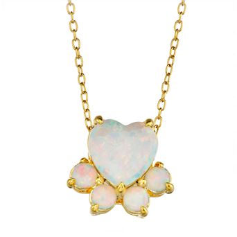 Classic Treasures 14k Gold Over Silver Lab-Created White Opal Dog Paw Pendant Necklace