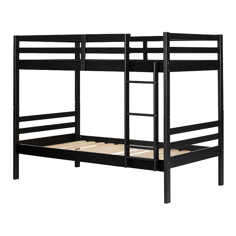 South Shore Fakto Solid Wood Bunk Beds, Black, Twin