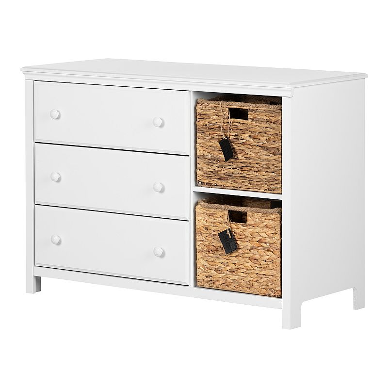 South Shore Cotton Candy 3-Drawer Dresser with Baskets, White