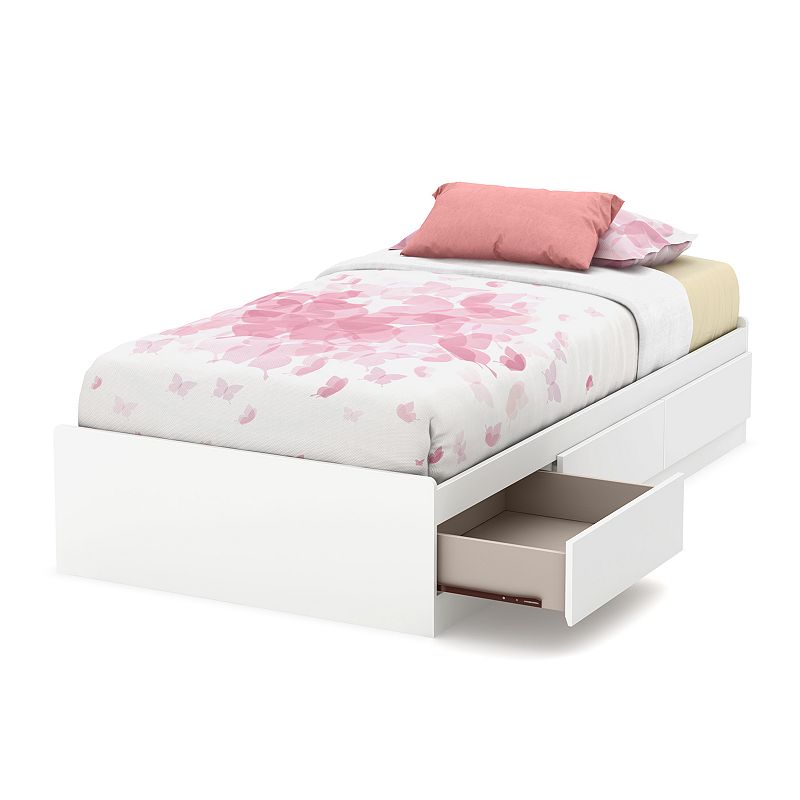 South Shore Callesto Mates Bed with 3 Drawers, White, Twin