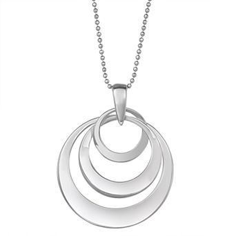 Classic Treasures Sterling Silver Concentric Circle Pendant Necklace