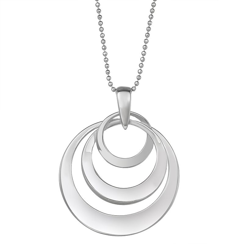 Sterling Silver Concentric Circle Pendant Necklace, Womens, Size: 18, W