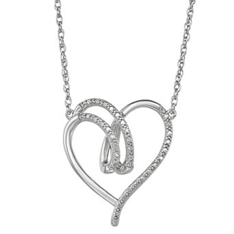 Classic Treasures Sterling Silver Diamond Accent Open Heart Necklace