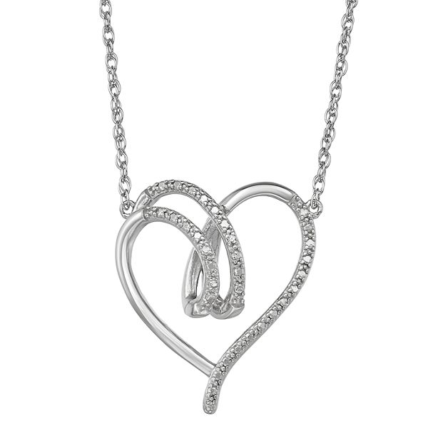 Sterling Silver Diamond Accent Open Heart Necklace