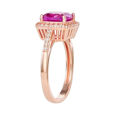 Rose Gold Over Sterling Silver Lab-Created Sapphire Ring