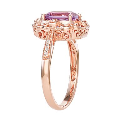Classic Treasures 14k Rose Gold Over Silver Amethyst Frame Ring