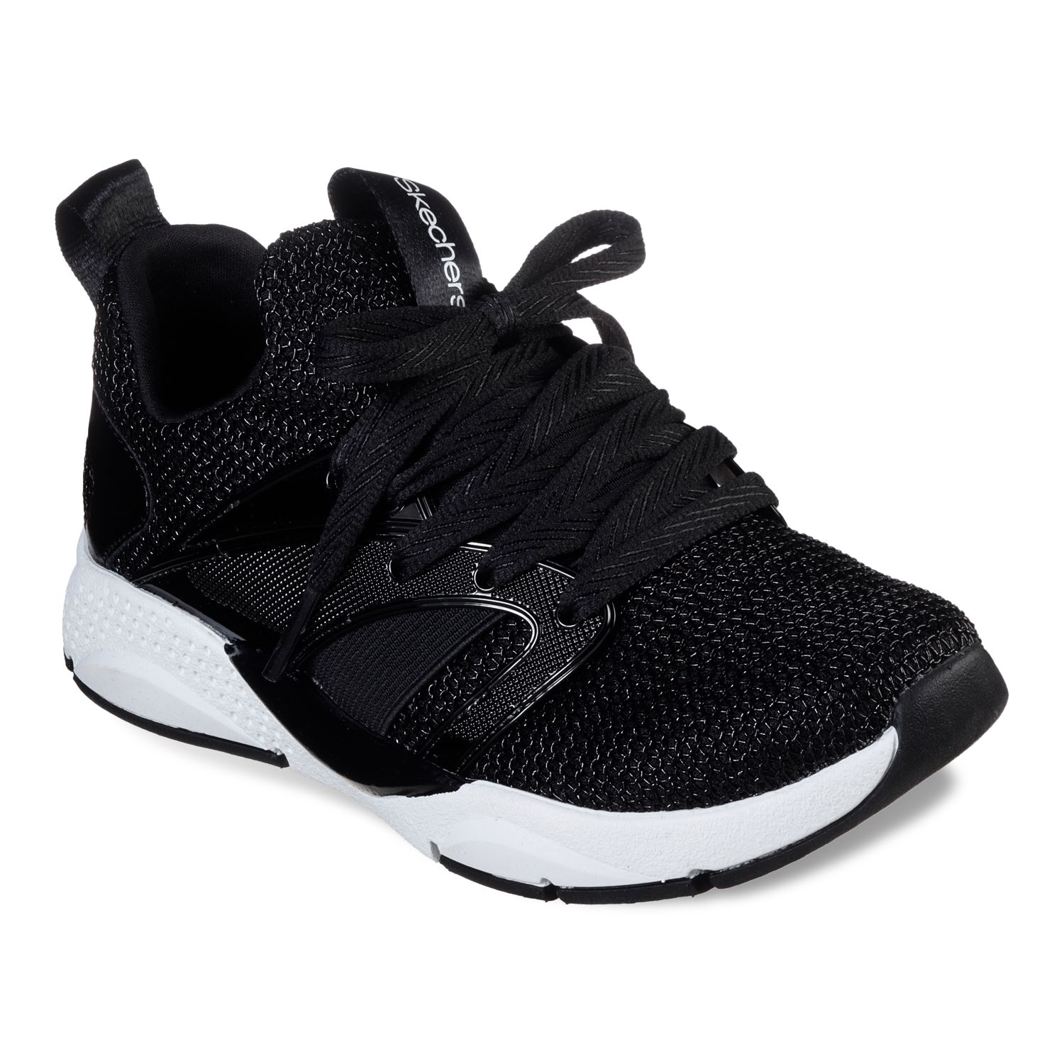 skechers shine status black