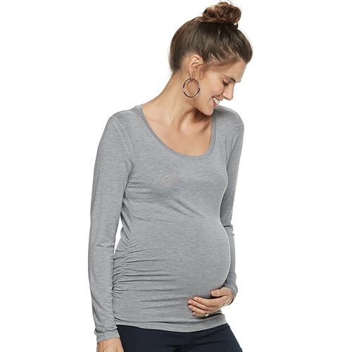 Maternity aglow™ Long Sleeve Open Crewneck