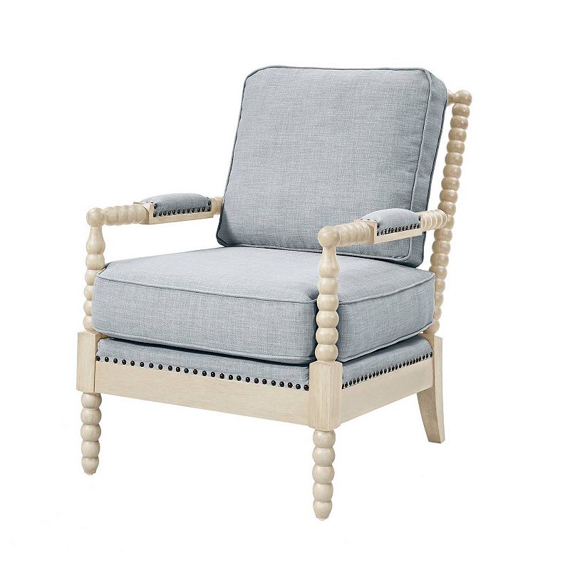 Madison Park Sunnee Accent Arm Chair, Lightblue Antiquecream