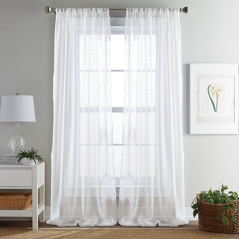 Manor Sheer Poletop Ivory Curtains, White, 50X84
