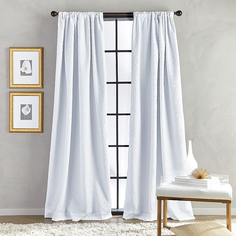 Bloomsbury Pole Top Lined White Curtains, 52X108