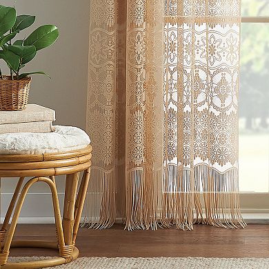 CHF Boho Lace Poletop Ivory Curtains