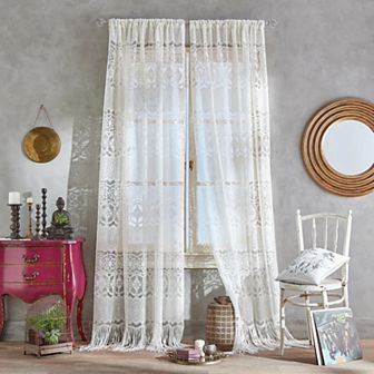 CHF Boho Lace Pole-Top Sheer Curtains