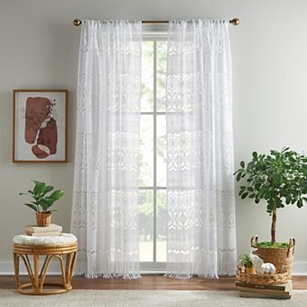 CHF Boho Lace Pole-Top Sheer Curtains