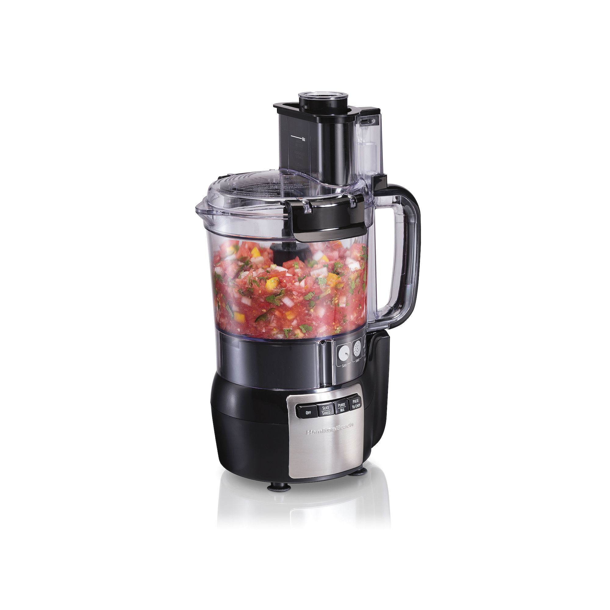 Hamilton Beach 12-Cup Stack & Snap Food Processor with Bonus Disc, Black