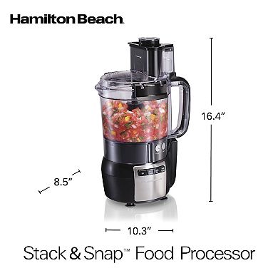Hamilton Beach 12-Cup Stack & Snap Food Processor with Bonus Disc