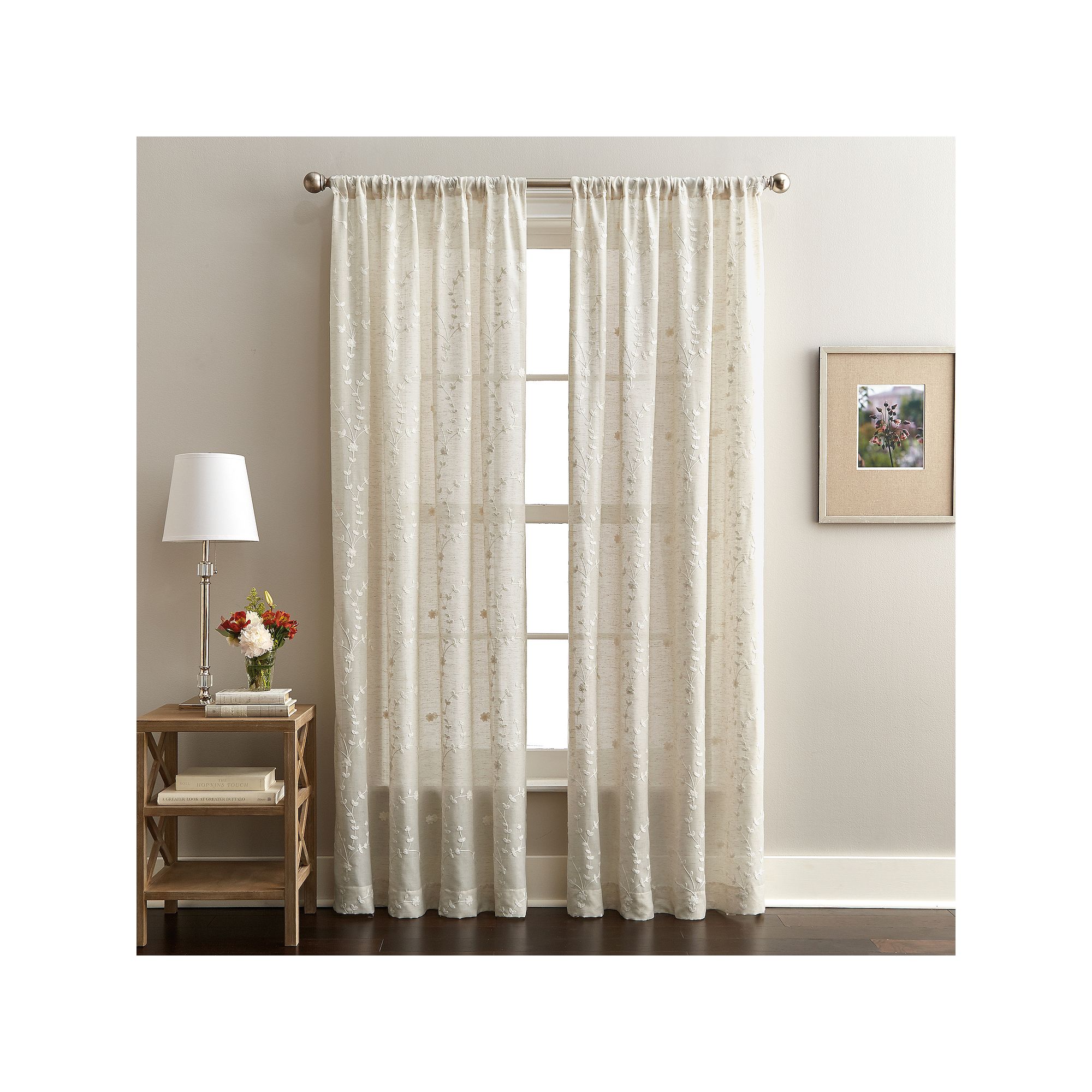 CHF Lynette Poletop Window Curtain, Linen