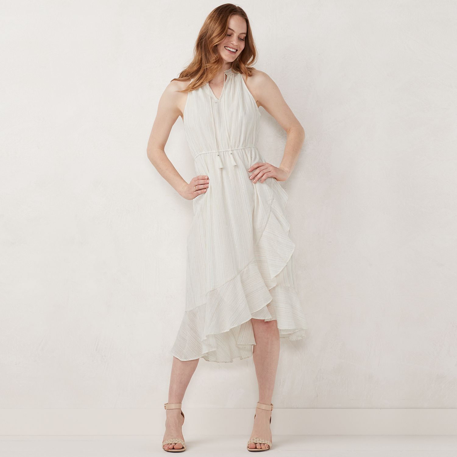 petite ruffle wrap dress