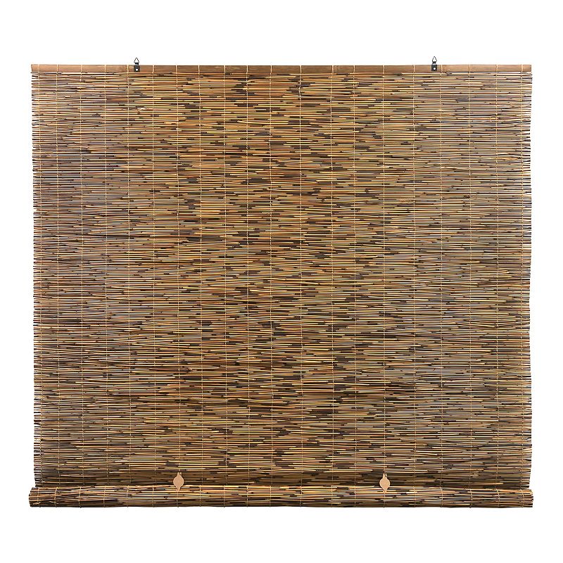 Radiance Peeled and Polished Outdoor Cordless Roll Up Shade Cocoa 72x72 inches Roll-up Bamboo Blinds for Windows