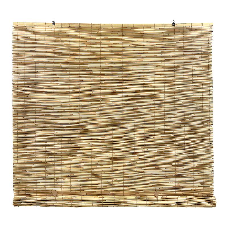 Radiance 5' x 6' Cord Free Peeled and Polished Reed Roll-Up Outdoor Sun Shade, Natural