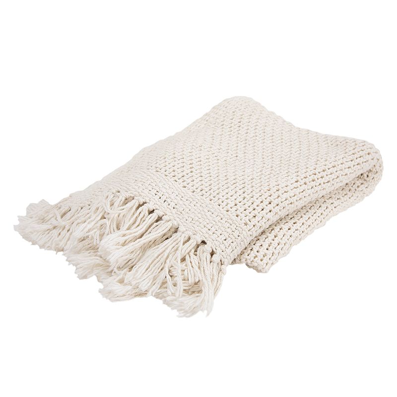 58983799 Rizzy Home Linda Knit Throw, White sku 58983799