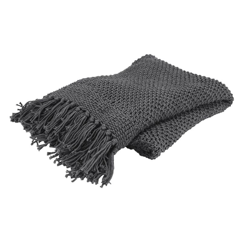 46596431 Rizzy Home Linda Knit Throw, Grey sku 46596431