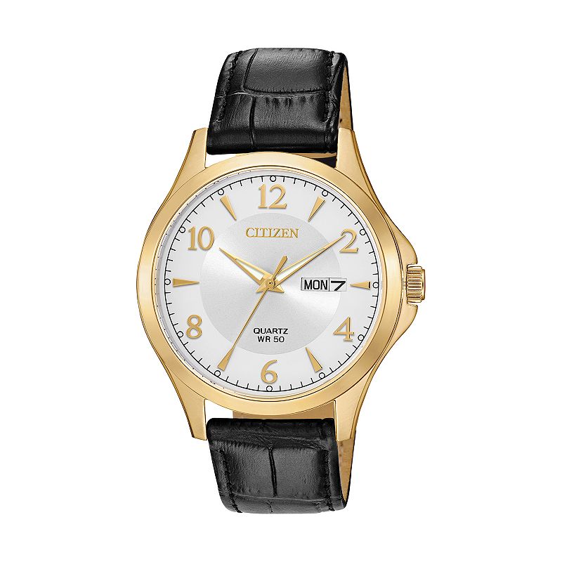 Citizen Men's Leather Watch - BF2003-25A, Size: Large, Black
