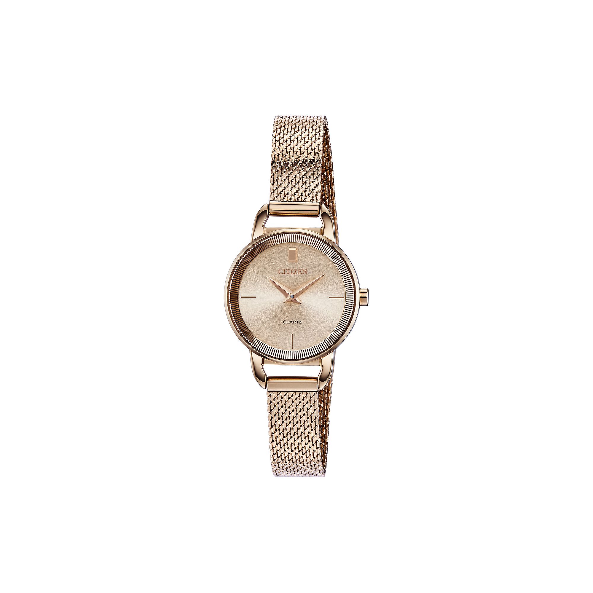Citizen Womens Rose Gold Tone Stainless Steel Mesh Watch - EZ7003-51X, Siz