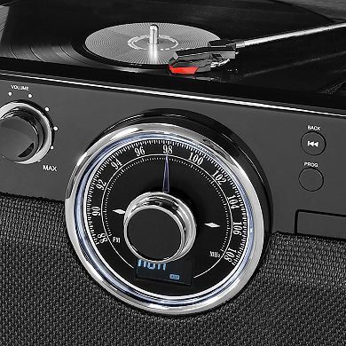 Victrola 6-in-1 Wood Empire Mid-Century Modern Bluetooth Record Player, CD, Cassette Player & Radio