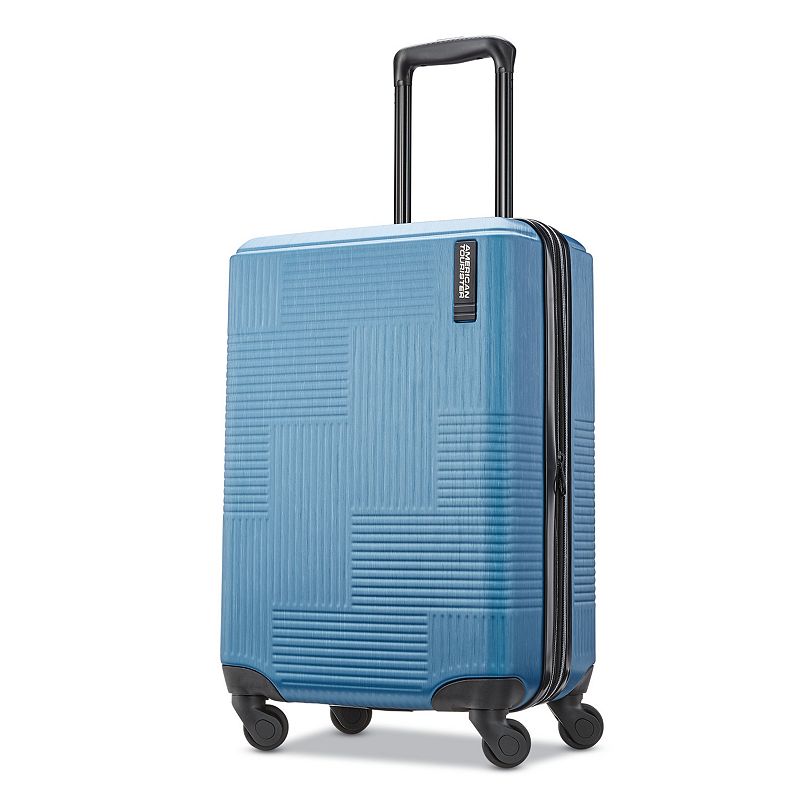 american tourister stratum xlt expandable hardside luggage with spinner wheels, blue spruce, checked-medium 24-inch (b07qm2ny9n)