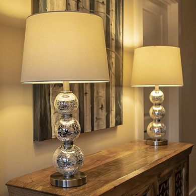 Tri-Tiered Glass Table Lamp 2-Piece Set