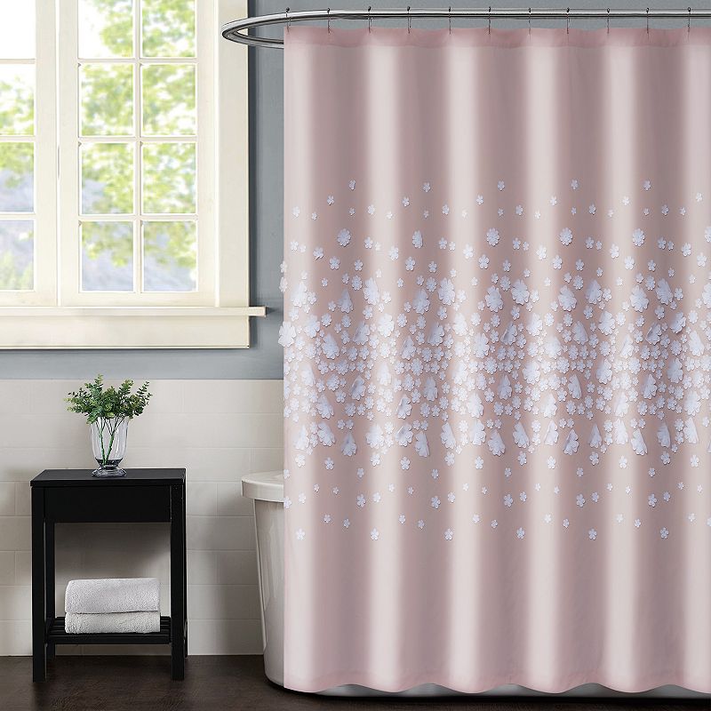 Christian Siriano Confetti Flowers Shower Curtain, Pink, 72X72