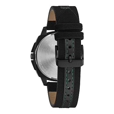 Caravelle by Bulova Men's Black Nylon and Leather Strap Watch - 45B155