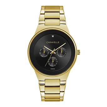 Caravelle by Bulova Men's Gold Tone Diamond Dial Watch - 44D102