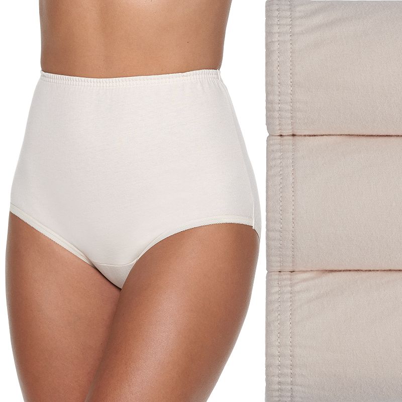 Women's Vanity Fair Lingerie® Perfectly Yours Ravissant Classic Cotton 3-Pack Brief Panty Set 15320, Size: 8, Fawn Asst