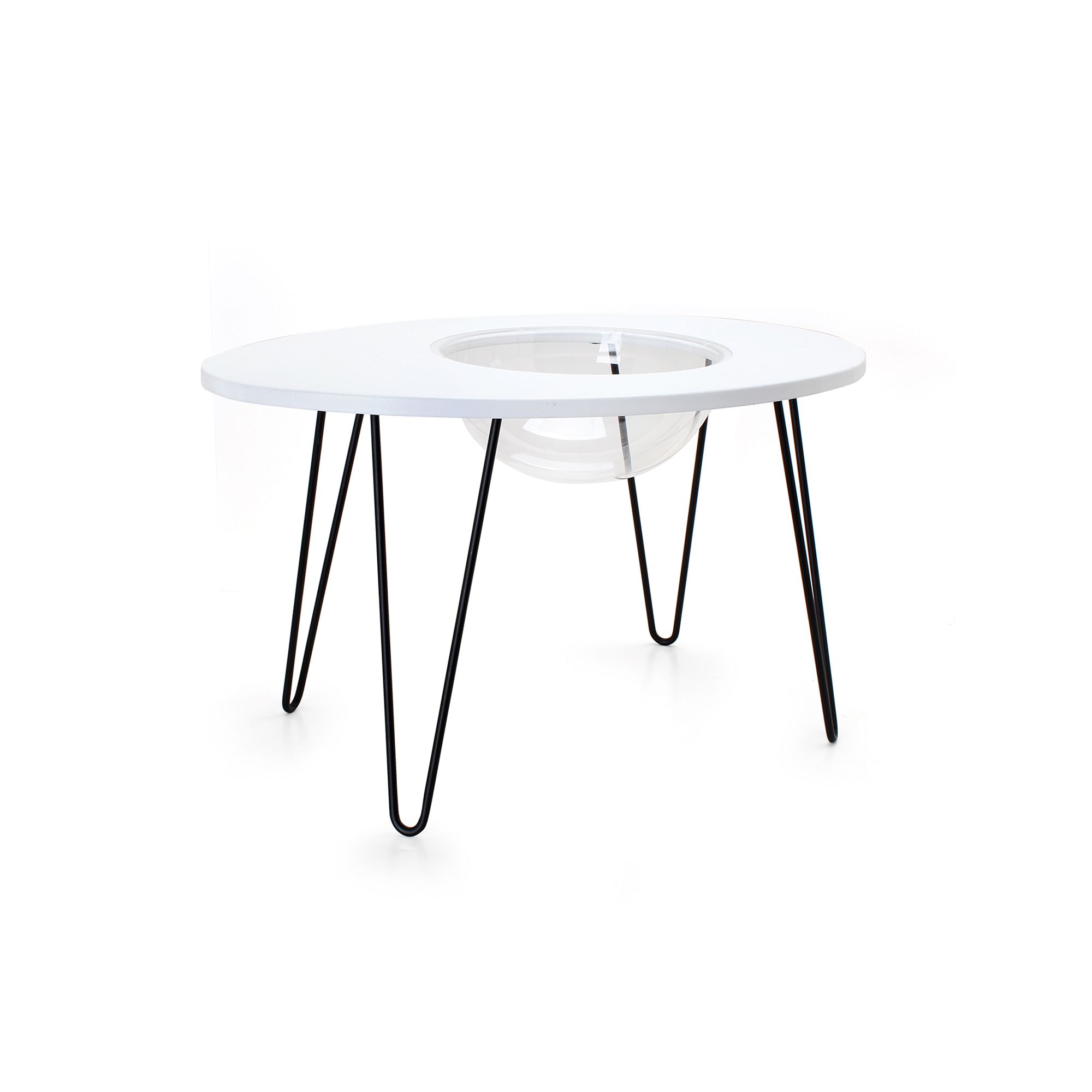 Hauspanther NestEgg Raised Cat Bed & Side Table, White