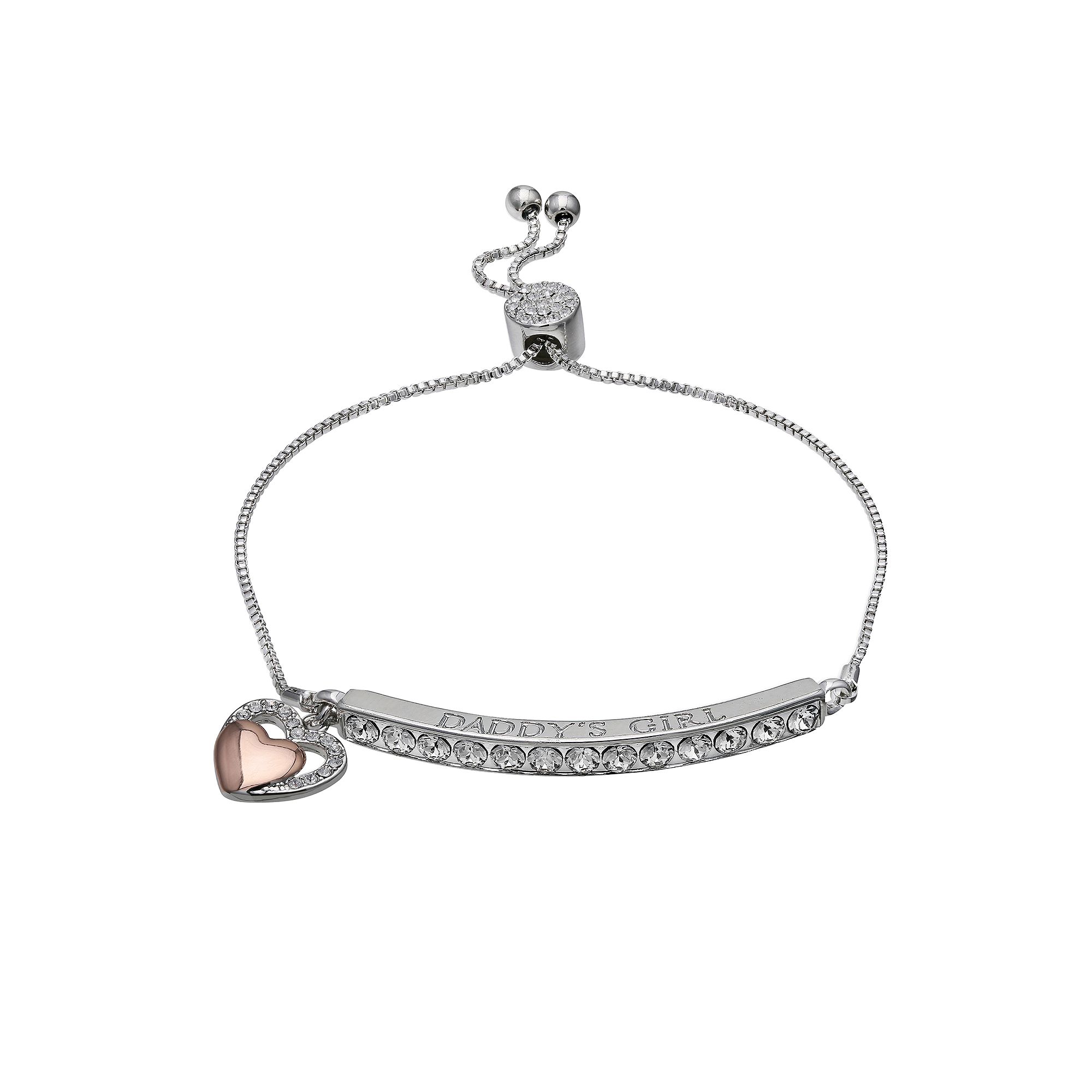 Brilliance Daddys Girl Crystal Bar Bracelet, Girls, Size: 8, Silve