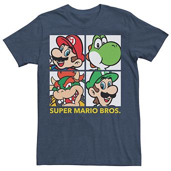 Men's Super Mario Bros Retro Square Group Shot Graphic Tee