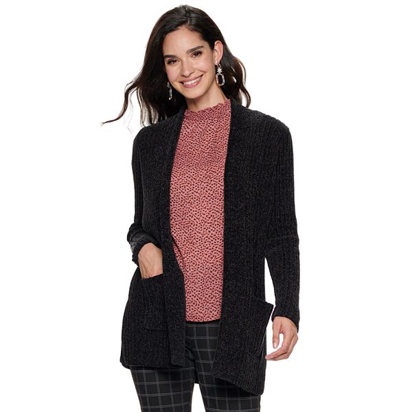 Women's Apt. 9® Chenille Open Front Ribbed Cardigan