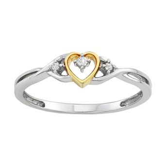 HDI Two Tone 10k Gold Diamond Accent Heart Promise Ring