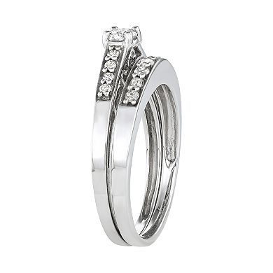 HDI 10k White Gold 1/2 Carat T.W. Diamond Engagement Ring Set