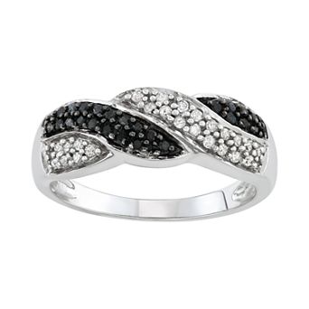 HDI 10k White Gold 1/4 Carat T.W. Black & White Diamond Twist Ring