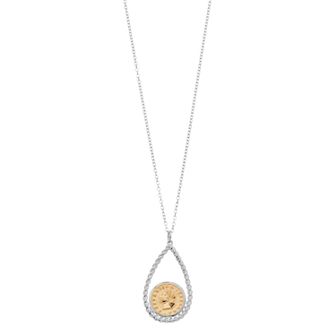 Sterling Silver Two-Tone Coin Replica Twisted Pendant Necklace