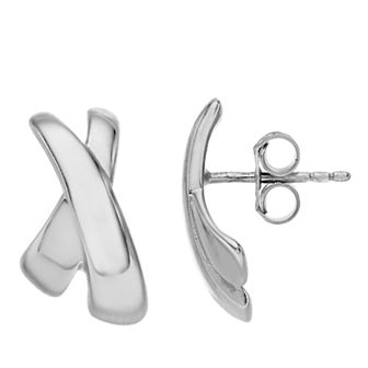 Sterling Silver High Polish X Button Earrings