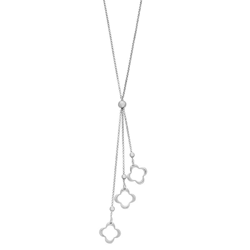 Sterling Silver High Polish Triple Quatrefoil Y Necklace, Womens, Size: 1