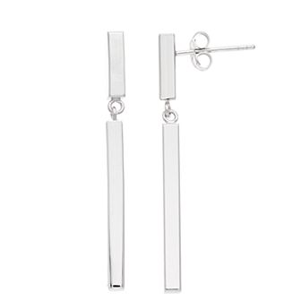 Sterling Silver Double Square Tube Drop Earrings