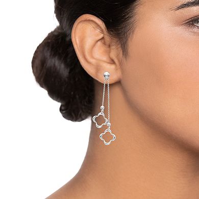 Sterling Silver Double Quatrefoil Drop Earrings
