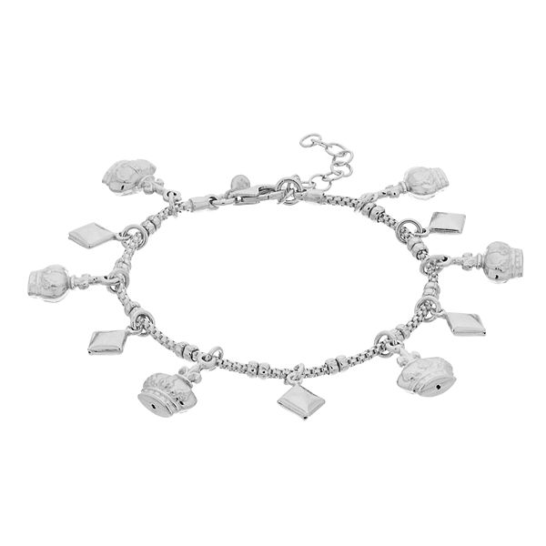 925 Silver Plated Charm Bracelet with Shoe and Bag Charms Gift