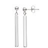 Sterling Silver Ball-Top Square-Tube Drop Earrings